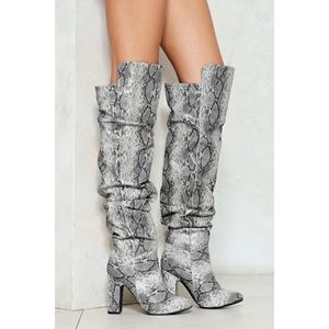 Nasty Gal Snake eye slouchy knee high boots